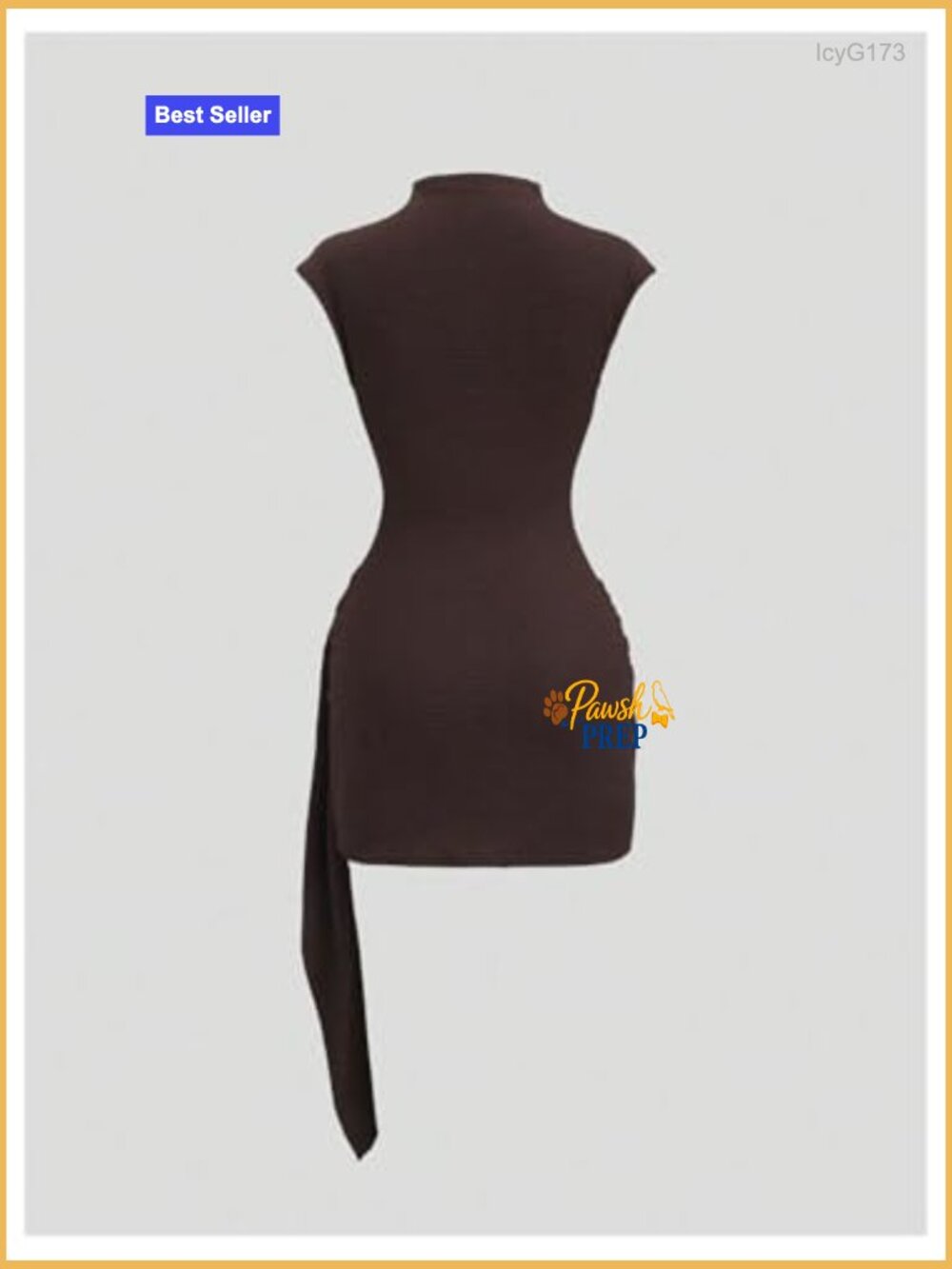 Mock Neck Cap Sleeve Mini Dress Metal Cinched Waist Ruched Bodycon - Picture 3 of 5